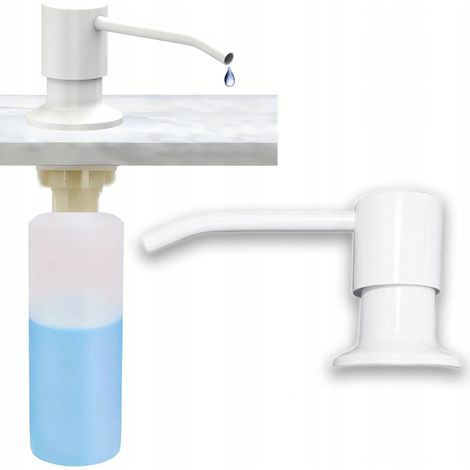 Dispenser di detersivo per piatti bianco lucido per piano di lavoro del lavello della cucina. (1/5)