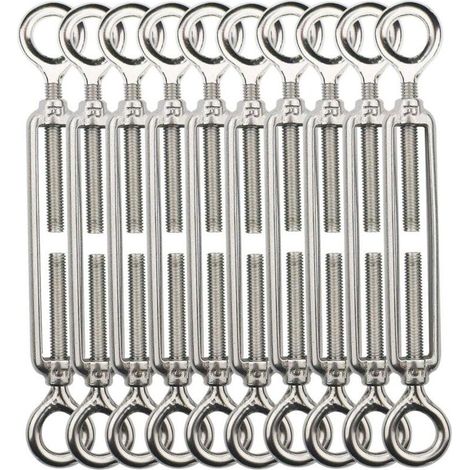 Tendeur Fil Acier Inoxydable 304 M5 Avec Crochets Pour Linge Câble GardeCorps Lot 10 Pièces (1/4)