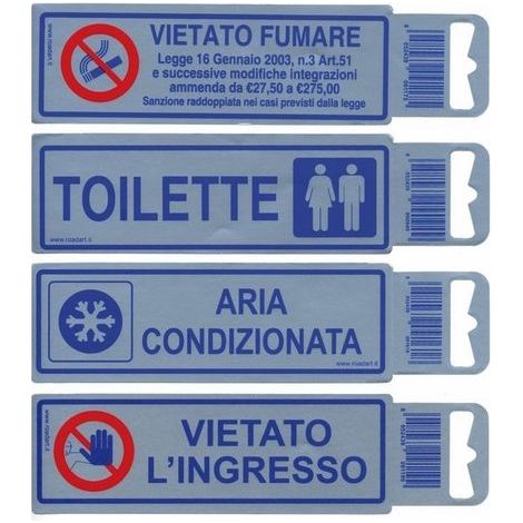 Cartello Segnaletico - Segnaletica Adesiva Ufficio sfondo colore Argento 5x15 cm (1/2)