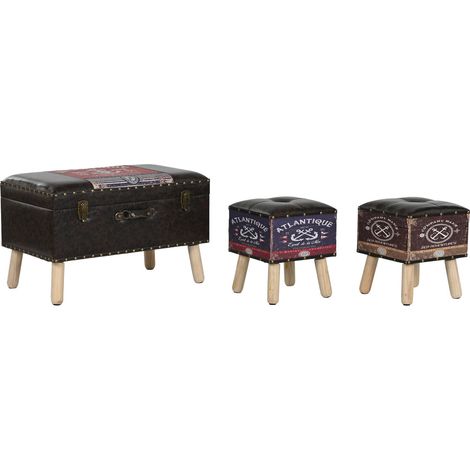 Baul Set 3 Madera Pu 70X40X45 Vintage Multicolor (1/5)