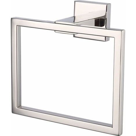 Anneau de serviette de bain en acier inoxydable crochet de serviette suspendu accessoires de salle de bain hôtel moderne Style carré fixé au mur-Crezuo (1/4)