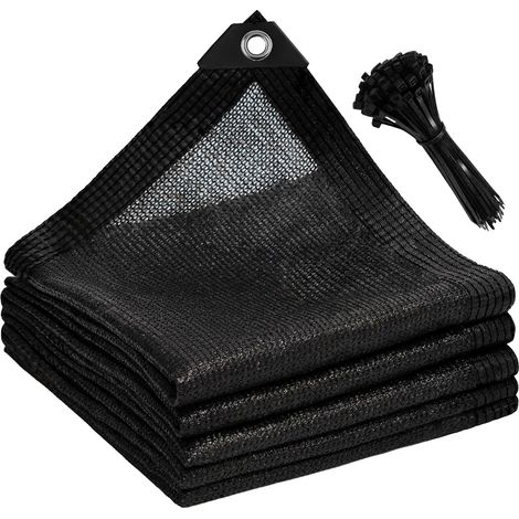Pare-soleil en PE noir, maille anti-déchirure avec œillets pour terrasse extérieure et cour 4x6m / 13,1x19,7 pieds (1/5)