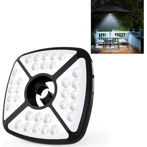 32 LED Rechargeable Garden Umbrella Light, Parasol Light with 2 Lighting Modes 72 Hours and Built-in 2600 Battery Cordless Dimmable for Garden Umbrella, Camping Tent, Outdoor Patio