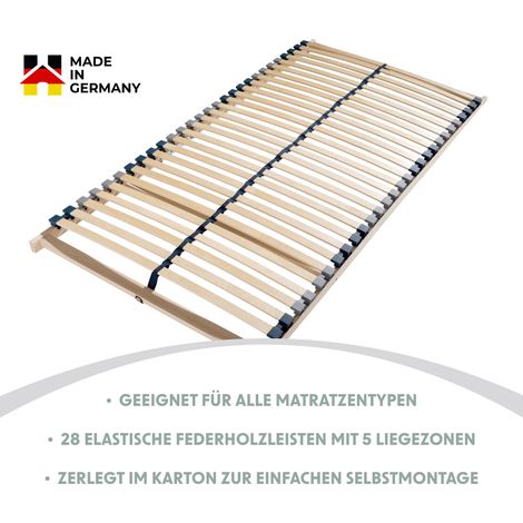 HOME DELUXE - Lattenrost VARI - 90 x 200 cm, 28 Federleisten inkl. Mittelgurt, hoher Federkomfort - bis 130 kg belastbar I Lattenrahmen Bettrost Lattenrahmen Lattenrahmen Bettrost