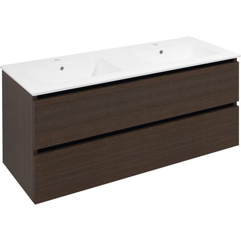 EZARA Meuble sous-vasque double 120x55x46cm, pin rustique (1/4)