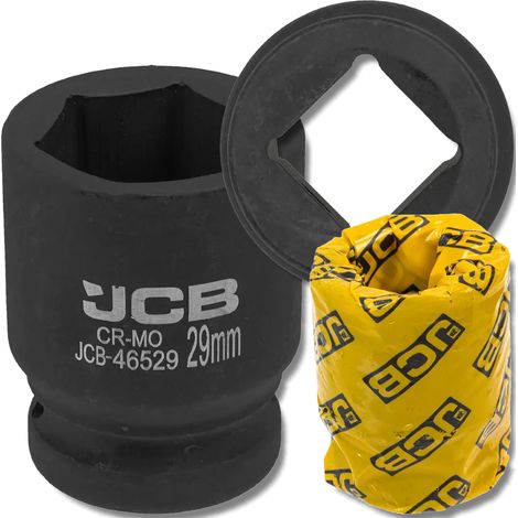 Chiave a bussola a impatto JCB da 3/4" 29 mm a 6 punte in acciaio Cr-Mo