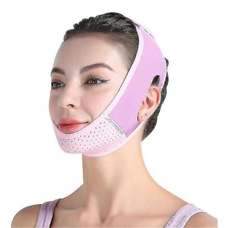 V-Linien-Maske, Gesichtsstraffungsband, Doppelkinnreduzierung, Kinnstraffung, Lifting, wiederverwendbar-Pink Purple (1/5)