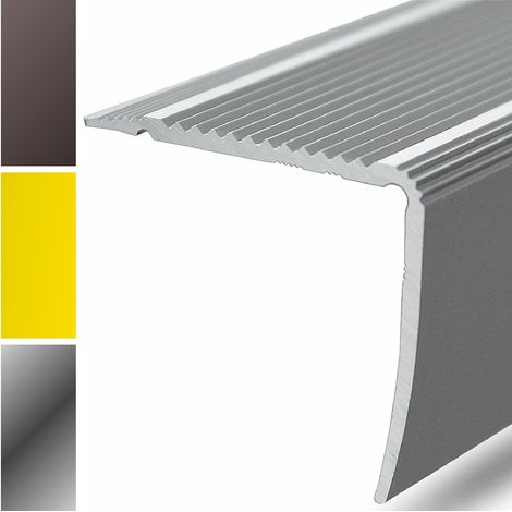 Karat – Profilé de nez de marche en aluminium L 100 x 30 mm – Pré-percé pour montage rapide – Finition argentée – Pour parquet et stratifié