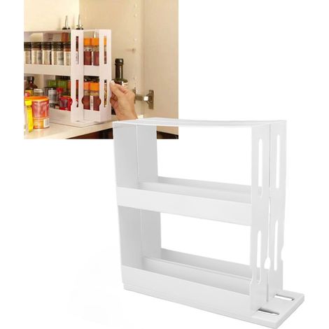 Boîte de rangement alimentaire rotative coulissante, étagère à épices rotative, boîte de rangement pour épices, étagère à bouteilles de condiments (1/5)