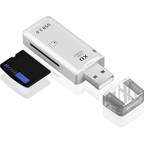 Lector de tarjetas USB XD para cámaras Fuji y Olympus, adaptador USB 2.0, lector de tarjetas de imagen XD, 480 MB, fácil de leer, compatible con Windows PC, Mac, tableta, color blanco (1/5)