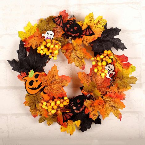 35CM Christmas Halloween Artificial Maple Leaves Garland with LED Light (1/4)