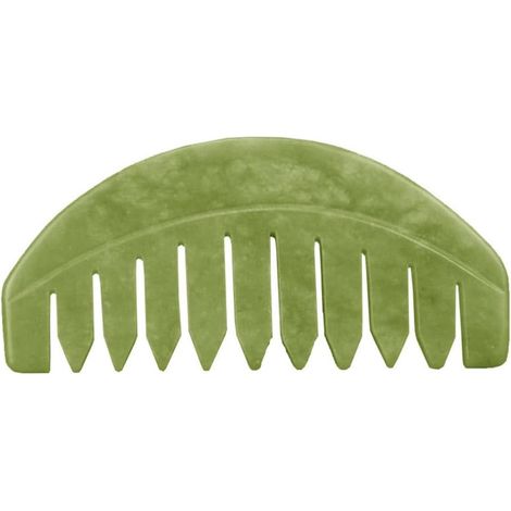 Jade-Massagekamm – 1 Stück – Natürlicher grüner Stein – Fördert die Durchblutung – Für Kopf- und Körperpflege – 8,60 x 4,40 cm (1/5)