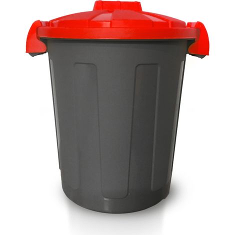 Bidone Dusty 25 litri con maniglie - Grigio con coperchio rosso - Mobil Plastic