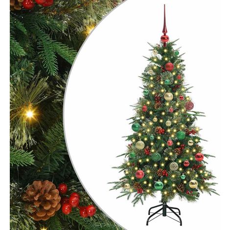 Albero di Natale Albero natalizio Albero festivo Artificiale con Rami Pieghevoli Verde 150 cm (1/5)