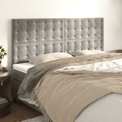 Tête de lit Gris clair 160x5x118/128 cm Velours (1/5)
