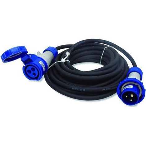 Electraline 46141 Rallonge en Caoutchouc 30M Prise Industrielle IEC fiche à 3 Broches adaptée pour Caravane, Camping, Caravane, Bateau, Chantier, IP67, Câble H07RN section 3G2.5 mm²