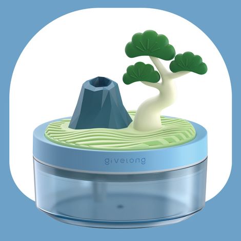 Mini humidificateur paysage avec veilleuse, hydratant avec deux modes de pulvérisation, 320 ml, design silencieux, pour la maison/le bureau - Pin (1/5)