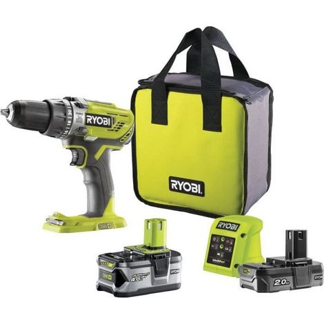 RYOBI Perceuse à percussion 18V One+ - 1 Batterie 4,0Ah et 2,0Ah - Chargeur rapide - R18PD3-242S