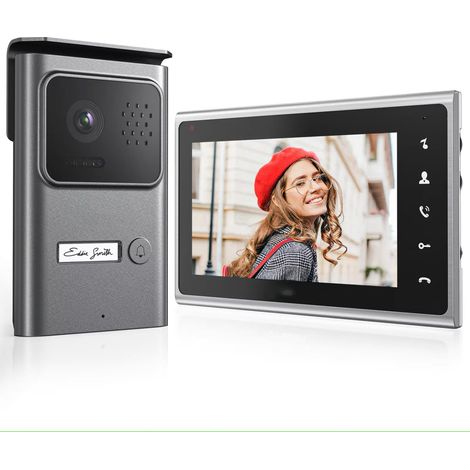 Sonnette interphone vidéo à double ligne, avec fonction de déverrouillage intelligent à distance et écran couleur (1/5)