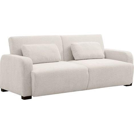 Divano 3 posti convertibile clic-clac in ciniglia beige LOMARIO