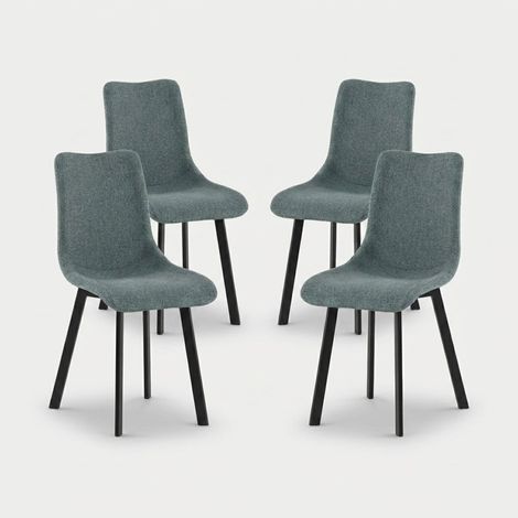Set 4 sedie imbottite design moderno in tessuto easy-clean Grace - Azzurro (1/5)