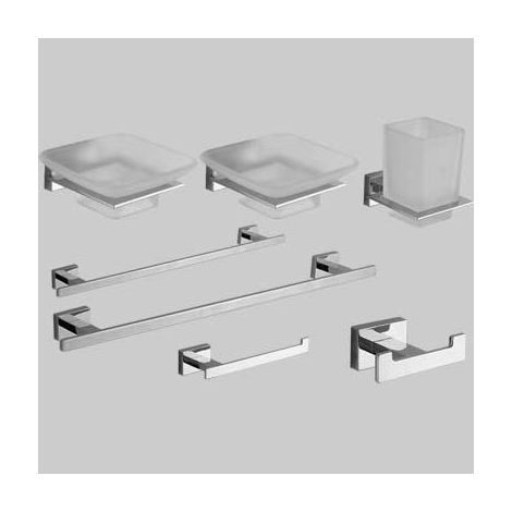 KIT ACCESSORI BAGNO 7 PEZZI SERIE GIULIA  Cromo  vetro     CARDINALE