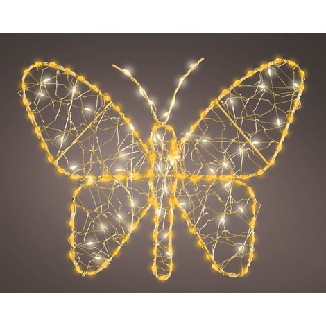 Farfalla micro LED in metallo a batteria 28 x 23 cm oro Peraga Christmas