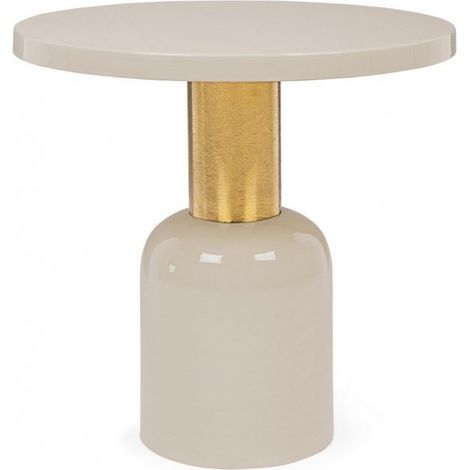 Tavolino Rotondo Acciaio Beige Moderno da Interno 50 cm - KALEB (1/5)