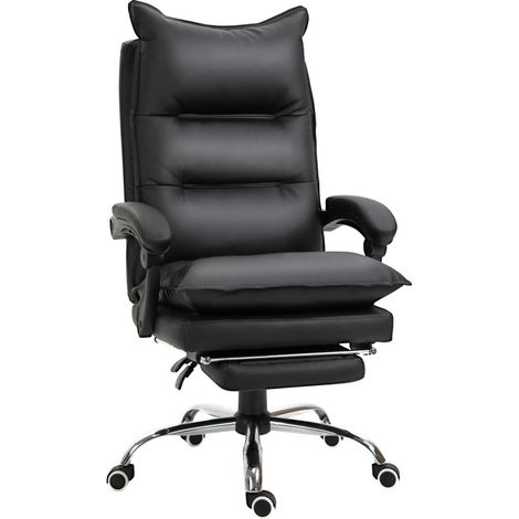 Sedia da ufficio ergonomica in similpelle nera con poggiapiedi 66x72x122-130 cm (1/4)