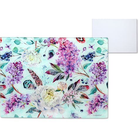 Planche à découper en verre, support de cuisine, fleurs, motif floral (1/4)