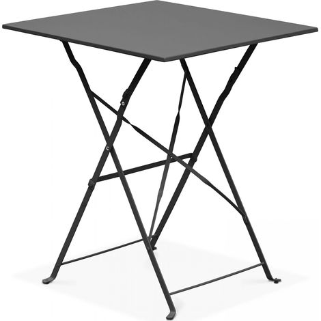 Oviala – Table de jardin carrée pliable en acier gris – Protection anti-rouille – Pour 2 à 4 personnes – Dimensions 60x60x71cm