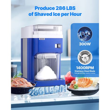 Machine à Glace Pilée 1,8 L, Broyeur à Glace Fine et Onctueuse Électrique, Moteur 300 W, Lames en Acier Inoxydable, pour Cocktails Boissons Fraîches, Bars Restaurants Supermarchés Fêtes, Bleu (1/5)