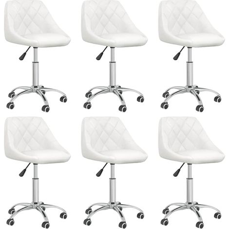 vidaXL Sillas de comedor giratorias 6 uds cuero sintético blanco (1/5)