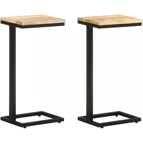Beistelltische 2 Stk. 31,5x24,5x64,5 cm Raues Mangoholz vidaXL (1/5)