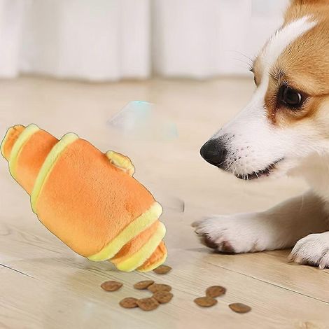 Croissant-Plüschtier für Hunde, quietschendes, Leckerli-ausgebendes interaktives Stofftier für kleine bis mittelgroße Hunde, weiches, strapazierfähiges Haustierspielzeug (1/5)