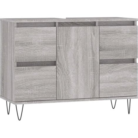 Pratico mobile da bagno con spazio di archiviazione 80 x 33 x 60 cm in legno multistrato grigio sonoma 020049080