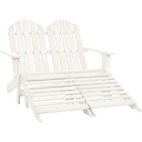 Chaise de jardin - Chaise d'extérieur pour terrasse/jardin Adirondack 2 places et repose-pied Sapin Blanc BV834795 - BonneVie (1/5)