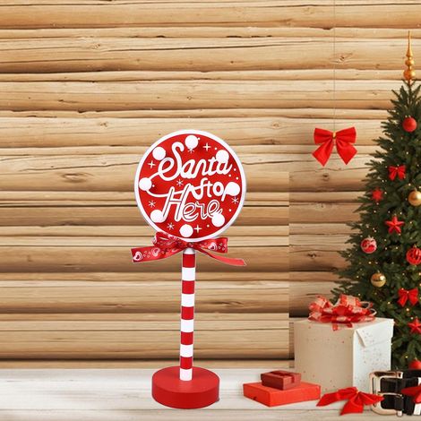 Guirlande lumineuse décorative LED en bois de Noël, panneau stop lumineux, décorations lumineuses pour la maison et les vitrines, ronde (1/5)