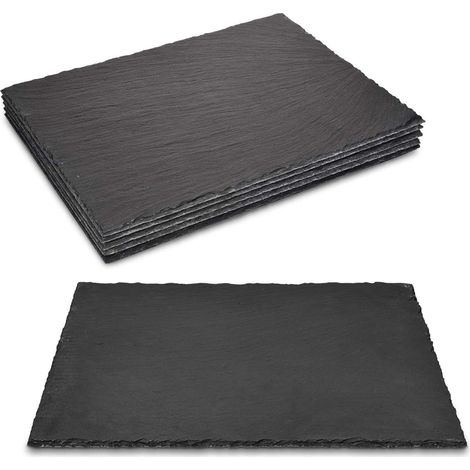 Lot 6 Planches Ardoise 38x28cm - Plateaux Rectangulaires Naturels - Service Fromage Apéro Tapas Dessert - Idéal Buffet et Repas (1/5)