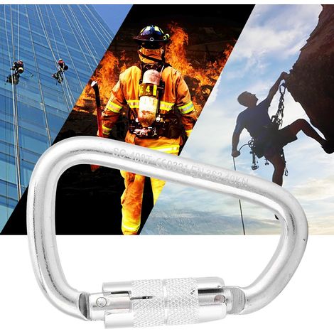 Selbstverriegelnder Kletterkarabiner aus Aluminium, selbstverriegelnd, D-förmiger Felshaken (1/5)