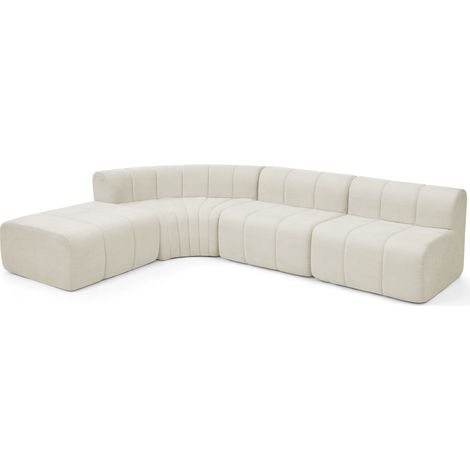 Sofá Esquinero Modular 4 Plazas, Módulos Separables de Uso Múltiple, Chenilla Beige (1/5)