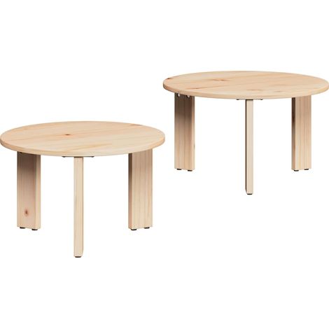 Couchtisch 2 pcs Natur Massivholz Kiefer