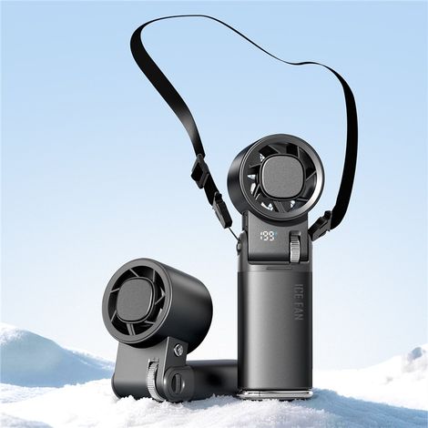 Ventilateur portable de cou sans fil USB rechargeable rafraîchisseur d’air personnel mains libres pour extérieur sport randonnée été léger (1/5)