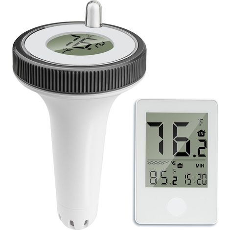 Digital Wireless Floating Pool Thermometer,Water Temperature Thermometer,Indoor Monitor Outdoor Pool Thermometer Set for Swimming Pool Whirlpool Spas Hot Tub Bath Pond Aquarium,Easy Read LED Backlight (1/5)