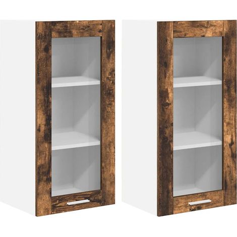 Armadio pensile 2 pz design moderno portaoggetti interno 40 x 31 x 80 cm in legno multistrato rovere fumo 020053346