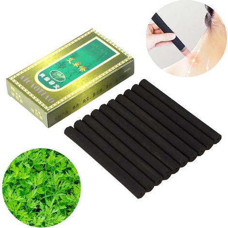 10 Bâtonnets Moxa Sans Fumée, Rouleaux d'Armoise Traditionnels pour Soulager la Douleur, Bandelettes de Moxibustion, Lot de 10 Boîtes (1/4)