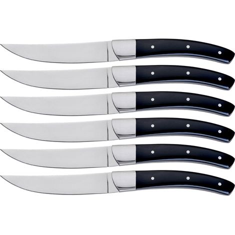 Set 6 Coltelli da Bistecca Lama Liscia Manico in Plastica Tyson Nero (1/2)