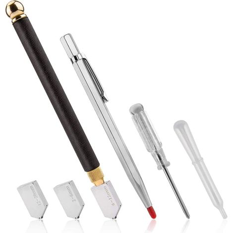 Professional Glass Cutter Glass cutter for 2-20mm glass with 2 oil drip glass cutting heads and screwdriver for precise glass cuts (1/5)