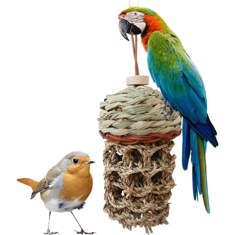 Jouet à mâcher et de recherche de nourriture pour oiseaux 24 × 10 cm, 1 pièce, à suspendre, pour perruches, inséparables, pinsons et cacatoès (1/5)
