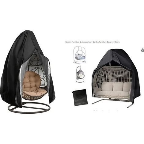 Hanging Chair Cover Protective Cover for Egg Chair Waterproof Covers for Garden Swing Furniture Black (1/5)